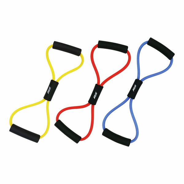 Set de Ligas de Resistencia con Tubo – 3 Tensiones (Suave, Media y Dura)
